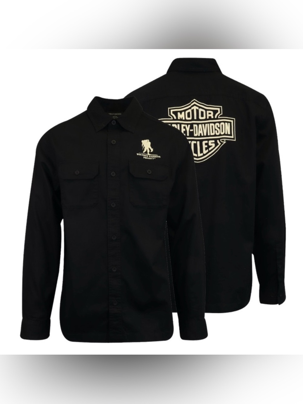 Harley-Davidson Wounded Warrior Project HonorShirt Mens 2XL Black ButtonDown NWT